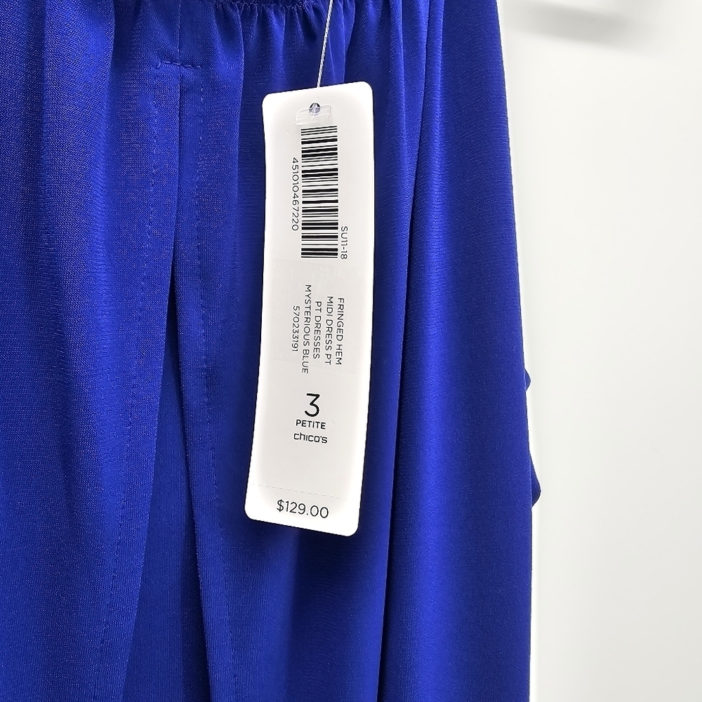 Chico's royal blue Petite Fringed-Hem Dress new women's size 3P - Picture 4 of 10